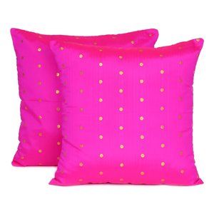 Riara Home Decor Cushion Cover Art Silk Polka Dot Zipper Throw Pillow Case.